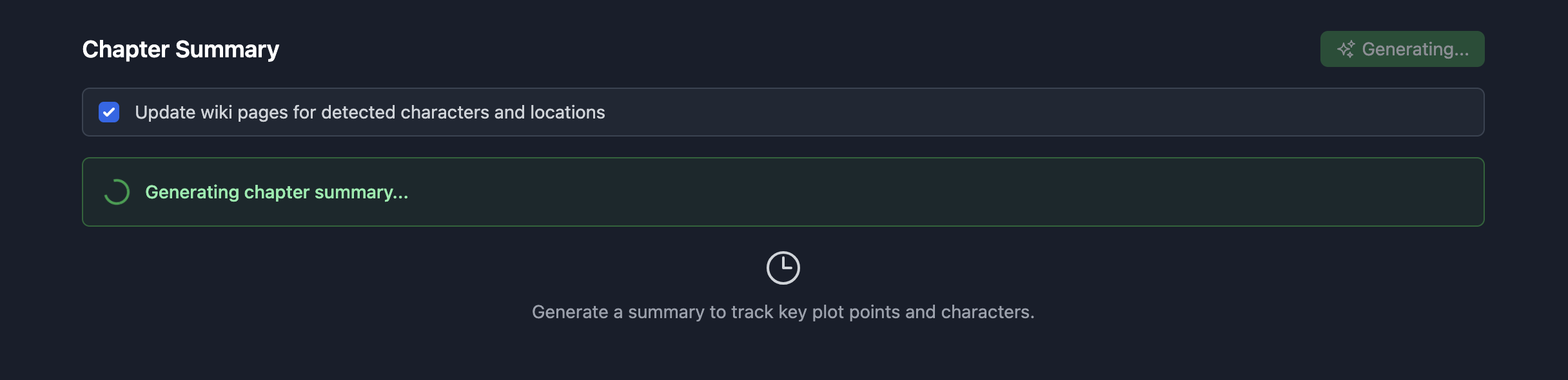 Beta Bot's chapter summary interface, with an AI-generated summary alongside the chapter.