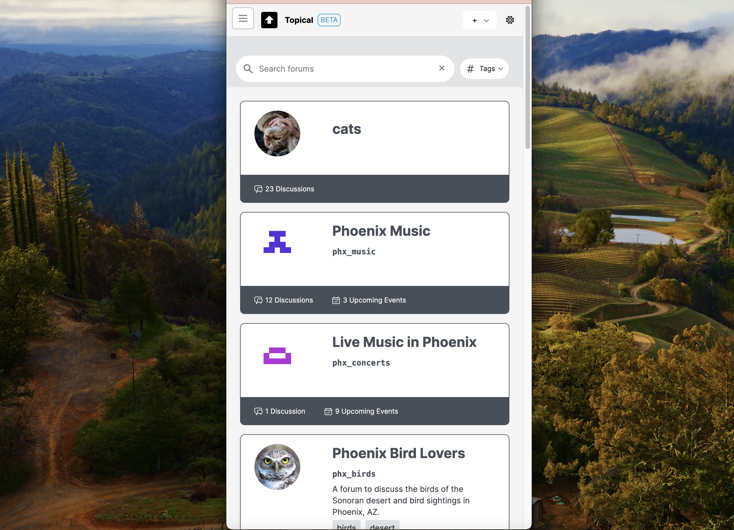 Forum list at mobile width