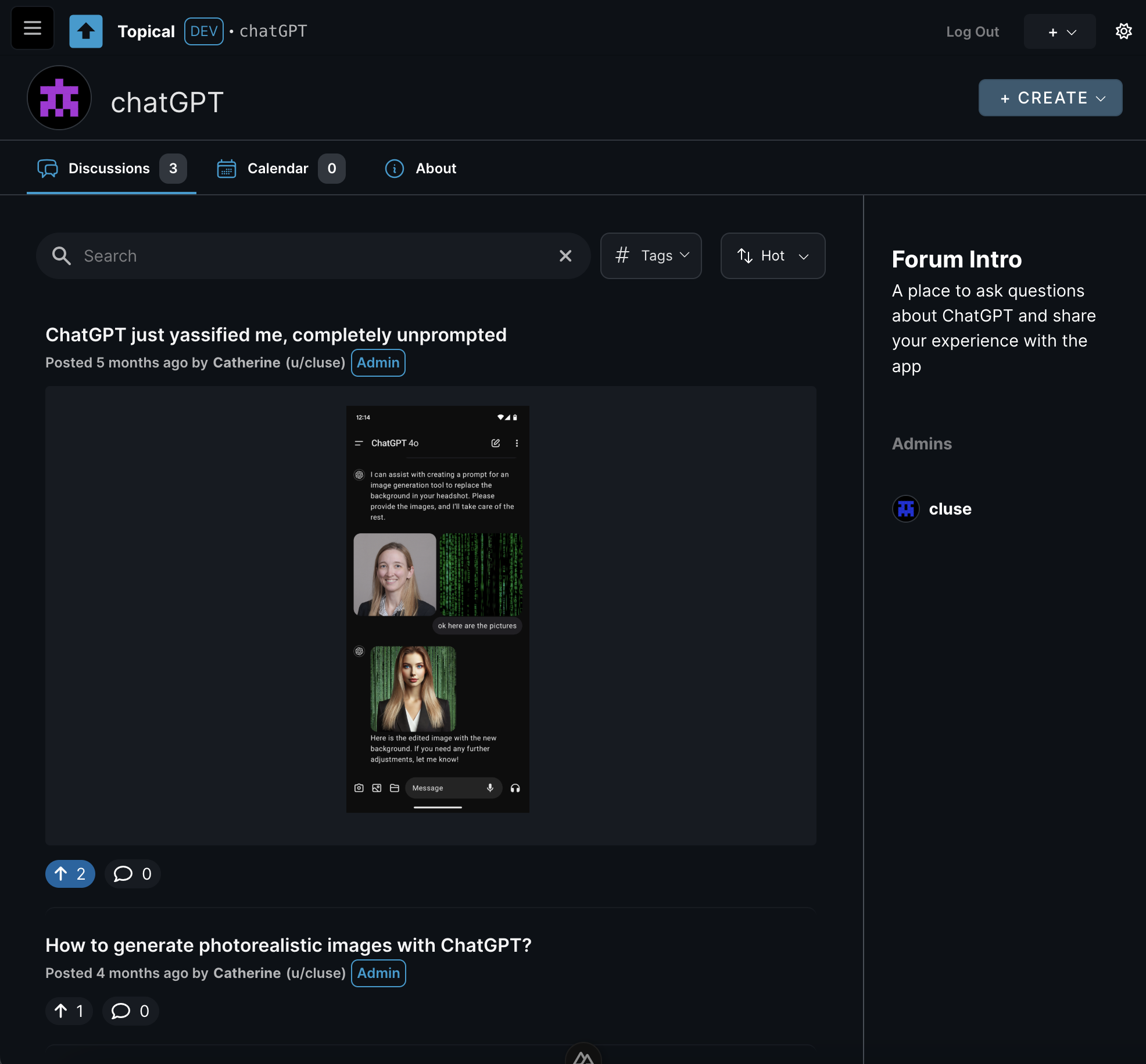 Screenshot of posts in a forum with votes, voting button, and feedback button visible.